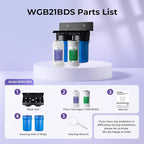 iSpring Anti-Scale Whole House Water Filter System, Reduces up to 99% Chlorine, Odor, and Sediments, 2-Stage Water Descaler and Whole House Water Filter, 1" Inlet/Outlet, Model: WGB21B-DS