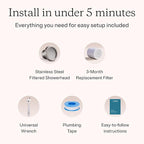 Filtered Shower Head for Healthier Hair & Skin – Removes Chlorine & Heavy Metals, High Pressure Shower Head Filter for Hard Water, Dermatologist-Formulated Water Softener for Hard Water