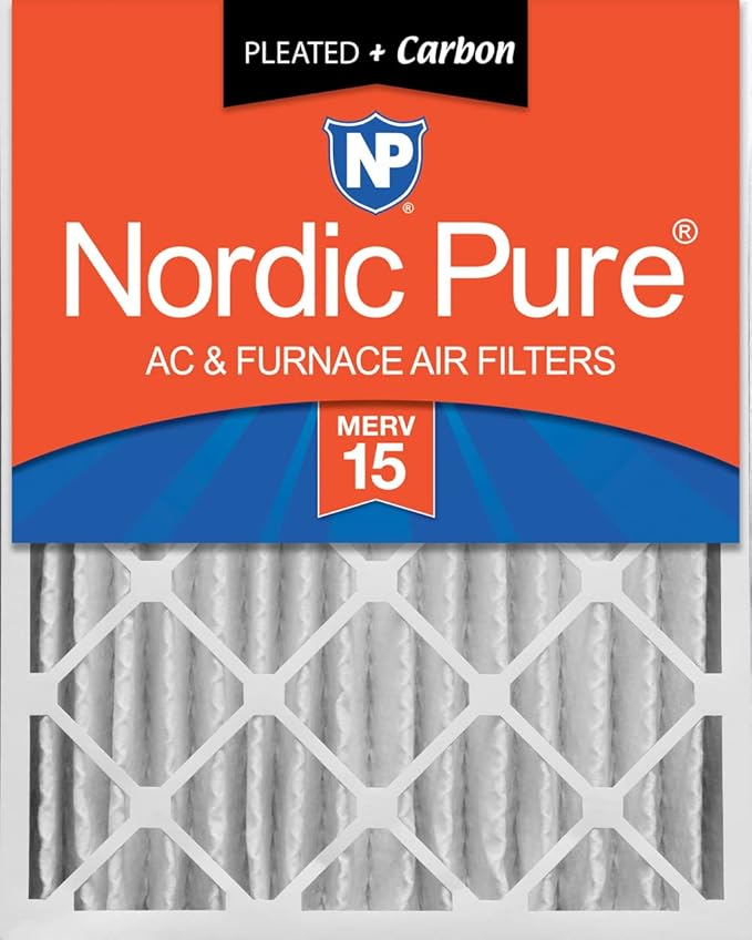 Nordic Pure 18x24x4 (Actual Size: 17 1/2 x 23 3/8 x 3 5/8) Pleated Air Filters MERV 15 Plus Carbon 1 Pack