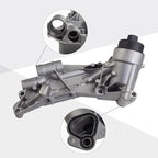 Upgrade aluminium Oil FILTER HOUSING With Engine Oil Cooler and aluminium cap compatible with Chevy Cruze Aveo Sonic Malibu，Pontiac G3，Saturn Astra 1.6L 1.8L