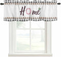 Spring Flowers Curtain Valances for Windows, Kitchen Valance Window Treatment, Watercolor Floral Leaf Black Plaid Light Filtering Block Curtains for Bathroom/Bedroom/Living Room 54'' x 18''
