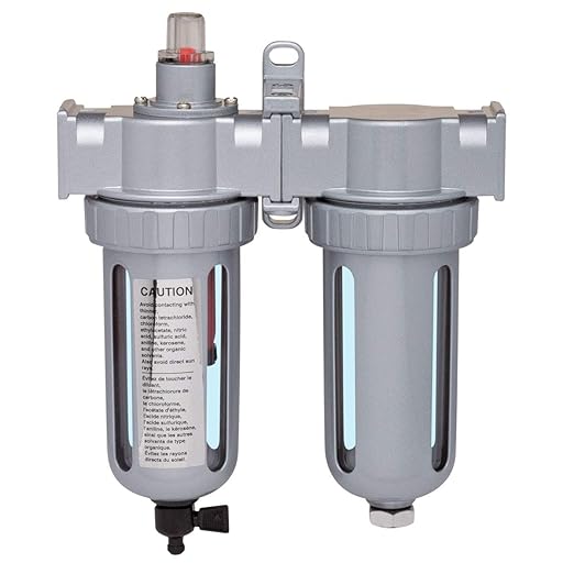 Rockwood 3/8 in. Npt 2 Stage Air Drying System Particulate Air Filter Coalescing Filter Air Pressure Regulator Combo - Metal Bowl Auto Drain Bracket Gauge