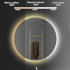 Bathroom Mirror with LED Lights and Touch Sensor, Wall Mounted Mirror with Demister Pad, 3 Colours of Light, Double Touch Button, for Entryway, Bathroom, Vanity(60cm/23.6in)