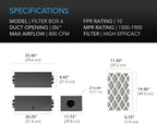 AC Infinity Inline Filter Box 6" with High Efficacy Filter, Whole House HVAC Filtration Kit, Fits 6-Inch Inline Duct Fans for Fresh Air Intake and Ventilation