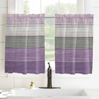 Country Wood Board Gray Purple Window Valance Curtains, Farmhouse Gradient Plank Light Filtering Kitchen Valance with 3-inch Rod Pocket for Living Room Bathroom Bedroom,2 Panel,42x54In