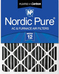 Nordic Pure 16x25x4 (Actual Size: 15 1/2 x 24 1/2 x 3 5/8) Pleated Air Filter MERV 12 Pleated + Carbon 1 Pack