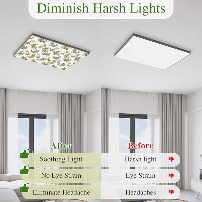 Fluorescent Light Covers for Ceiling Lights Deserts Camels Magnetic Light Filters 4 Pack 4x2 ft Southwest Date Trees Ceiling Lights Cover for Classroom Office School Home Drop Lamp Decor
