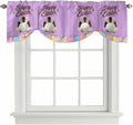 Purple Easter Tie Up Valance Curtains for Windows, Kitchen Curtains Window Shades, Spring Cartoon Bunny Colorful Eggs Wood Grain Light Filtering Curtain Valances for Bedroom/Bathroom/Cafe 42"x18"