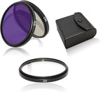 55mm 3Pack Camera Lens Filter Kit (UV-CPL-FLD), Ultra Slim Aluminum Alloy Frame UV Protection + CPL Polarizing + FLD Fluorescent Filter Optical Glass with Portable Storage Case