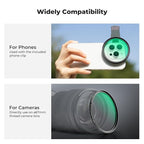 K&F CONCEPT 67mm Clip-on Black Diffusion 1/8 Phone Camera Lens Filter Kit, Mist Cinematic Effect Filter Compatible with iPhone 16 15 14 13 12 11, for Video/Vlog/Portrait Photography