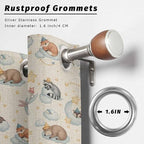 Cartoon Animals Outdoor Curtains for Patio Raccoons Rabbits Moon Linen Texture Waterproof Outside Curtains with Grommet Top Weatherproof Curtain for Cabana Pergola Gazebo, 1 Panel, 54" W x 95" L
