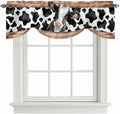 Cow Printed Tie Up Valance Curtains for Windows, Kitchen Curtains Window Shades, Farmhouse Watercolor Country Wooden Grain Light Filtering Roman Curtain Valances for Bedroom/Bathroom/Cafe 42"x18"