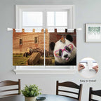 Farm Panda Kitchen Curtains 36 Inch Length, Small Window Curtains Tab Top, Farmhouse Barn Funny Animals Butterfly Light Filtering Short Window Treatments Tier Drapes 27.5"x36" 2 Panel