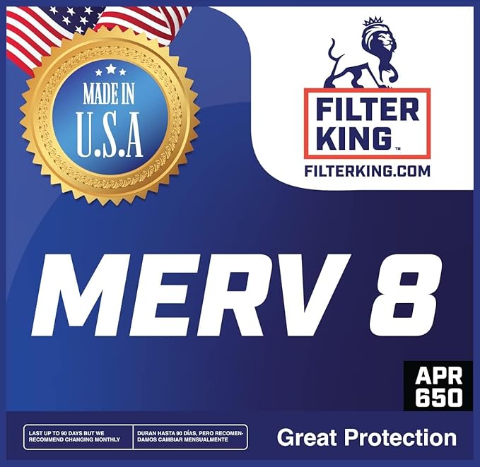 Filter King 16x24x4 Air Filter | 3-PACK | MERV 8 HVAC Pleated A/C Furnace Filters | MADE IN USA | Actual Size: 15.5 x 23.5 x 3.75"