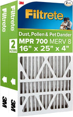 Filtrete 16x25x4 AC Furnace Air Filter, MPR 700, MERV 8, Fits Lennox & Honeywell Device, Capture Dust, Pollen & Pet Dander, Electrostatic Air Cleaning Filter, 2-Pack (actual size 15.88x24.56x4.31 in)