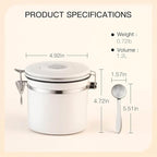 MEGAWISE Coffee Canister Stainless Steel – 1.2L Coffee Storage Container with CO₂ Release Valve & Date Tracker, Vacuum-Sealed Food Canister for Beans, Grounds, Tea, Sugar, Nuts