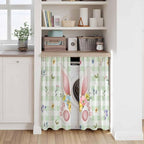 Easter Kitchen Tier Curtains 45 Inch Long 2 Panel Set,Rod Pocket Short Window Treatment,Spring Bunny Ears Feet Flowers Green Plaid Light Filtering Curtains & Drapes for Bathroom Basement 27.5"W x 45"L