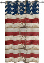 4th of July Outdoor Curtains for Patio USA Flag Independence Day Vintage Waterproof Outside Curtains with Grommet Top Weatherproof Curtain for Cabana Pergola Gazebo, 1 Panel, 54" W x 84" L