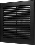 Repa Market 8 x 8 Inch (Outer) Black Square Air Vent Cover - Pack of 2 Plastic Fresh Air Intake Vent - AC Cover with Nylon Mesh Screen, Wall, Ceiling HVAC Return Air Register, Modern Soffit Vents