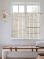 Vintage Country Wooden Board Window Valance Curtains, Gradient Wood Grain Line Light Filtering Kitchen Valance with 3-inch Rod Pocket for Living Room Bathroom Bedroom,2 Panel,52x54In