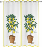 Lemons Outdoor Curtains for Patio Summer Fruit Lemon Tree Waterproof Outside Curtains with Grommet Top Weatherproof Curtain for Cabana Pergola Gazebo, 2 Pack, 54" W x 108" L