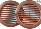 VENTS-US - 4" Brown Round Plastic Vent Cover with Built-in Insect Screen Mesh and Flange for Air Supply or Exhaust Air Applications - Compatible with 4 Inch Diameter Ducts (2-Pack)