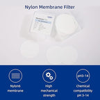 100 Pieces/Pack Nylon Disc Membrane Filters 47mm Diameter 0.45µm Pore Size pH 5-12