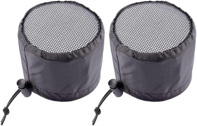 2 Pack Grow Tent Vent Duct Filter Covers with Elastic Band and Fixed Buckles, Silver-Coated Oxford and Mesh Cloth for Plant Greenhouses, Fits 4in 6in 8in Openings, Black(8in)