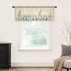 Rustic Lemon Gnomes Sheer Valance Curtains, Summer Fruit Leaves Retro Linen Texture Light Filtering Kitchen Valances Rod Pocket Voile Curtain Window Treatment for Bedroom/Living Room/Basement 42Wx18L