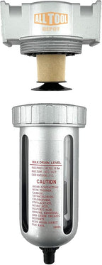 1/2" NPT MID FLOW Particulate Filter/Water Trap For Air Compressor Compressed Air Lines, 5u With Poly Bowl And Metal Bowl Guard (AUTO DRAIN)