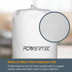 POWERTEC 70426 Dust Collector Bags and Clamp Set | 21" x 31" x 1 Micron Filter Upper Bag with 19-1/8 Inch Band Clamp and 5pc Clear Plastic Dust Collection Bags 20" x 43"