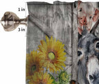 Farmhouse Living Room Curtains 72 Inches length, Vintage Sunflowers Animals Printed Wood Grain Window Treatment Curtain Drapes, Light Filtering Drapes for Bedroom Laundry Room, 52"x72", 2 Panels