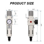 3/8"NPT Air Filter Regulator Combo Piggyback,5 Micron Brass Element, Auto Drain,Air Pressure Regulator AW3000-03,0-150 psi Gauge