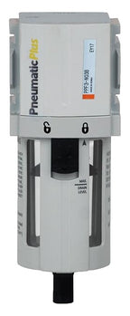 PneumaticPlus PPF3-N03B Compressed Air Particulate Filter 3/8" NPT, 5 Micron, Poly Bowl, Manual Drain, Bracket