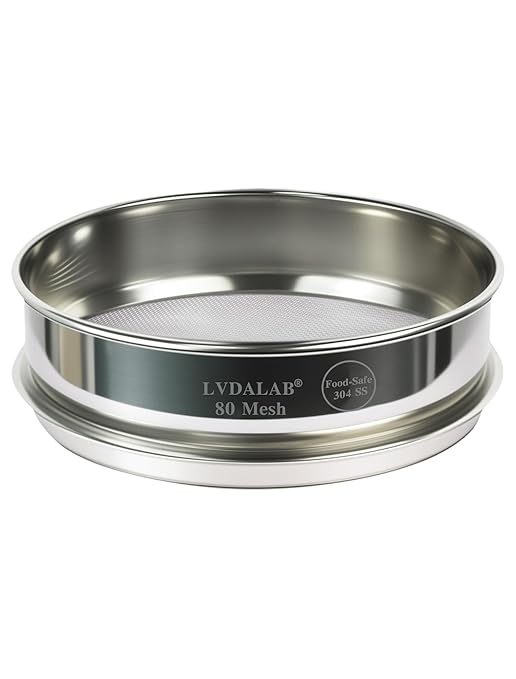 All 304 Stainless Steel 80 Mesh Test Sieve (0.18mm), 8 Inch/20cm Diameter, Powder Sifter & Lab Strainer, Fine Mesh Screen for Dry Spices, Lab Testing & Fine Particles