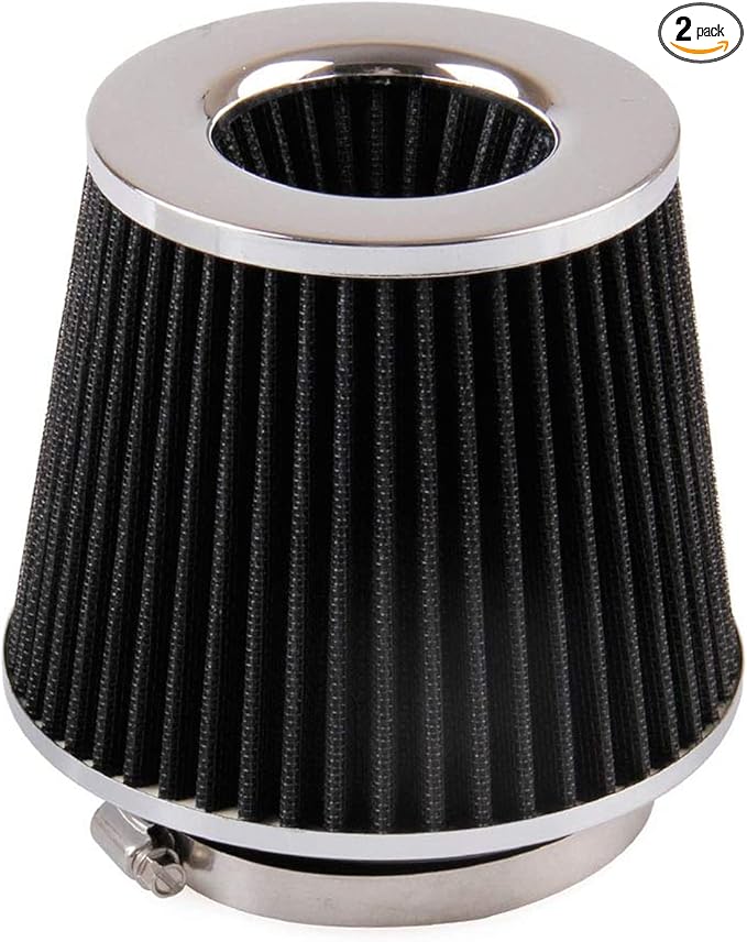 RYANSTAR Universal Clamp-on Air Intake Filter(2 Pack),3 In /3.5 In /4 In Three different Sizes, Round Tapered High Performance, Washable, Replacement Air Filter, For cars and motorcycles (black)