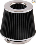RYANSTAR Universal Clamp-on Air Intake Filter(2 Pack),3 In /3.5 In /4 In Three different Sizes, Round Tapered High Performance, Washable, Replacement Air Filter, For cars and motorcycles (black)