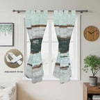 Blue Teal Living Room Curtains 84 Inch Length, Window Curtains Tab Top, Vintage Wooden Retro Art Farmhouse Barns Light Filtering Window Treatments Drapes 42"x84" 2 Panel