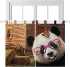 Farm Panda Bedroom Curtains 63 Inch Length, Window Curtains Tab Top, Farmhouse Barn Funny Animals Butterfly Light Filtering Window Treatments Drapes 42"x63" 2 Panel