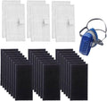 x6 H13 HEPA & x24 Active-Carbon Filter Set (Purifier Excluded). Prevent PM2.5, dust, and Reduce Light Odors. for Respirator PMPR-3SH mask. for Woodworking, Construction Work, Sanding, DIY.