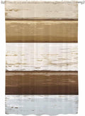 Sheer Curtains 63 Inch Length, Wood Grain Brown Semi Sheer Curtains Light Filtering Window Treatment, Farmhouse Vintage Country Geometric Privacy Voile Drapes for Living Room Bedroom 52x63 Inch