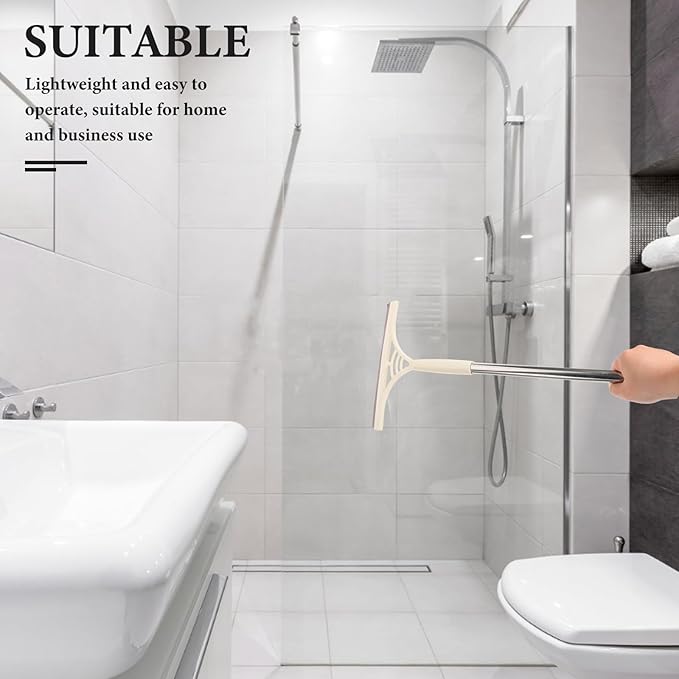 Multifunctional Glass Squeegee and Window Scrubber with Water-Resistant Blade, Dry and Wet Use, Khaki for Home Glass and Mirror Cleaning