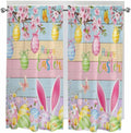 Colorful Easter Living Room Curtains 72 Inches length, Spring Watercolor Bunny Egg Flower Wood Grain Window Treatment Curtain Drapes, Light Filtering Drapes for Bedroom Laundry Room, 52"x72", 2 Panels