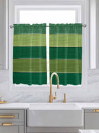 Farm Retro Green Wood Grain Window Valance Curtains, Rustic Wooden Plank Texture Light Filtering Kitchen Valance with 3-inch Rod Pocket for Living Room Bathroom Bedroom,2 Panel,52x54In