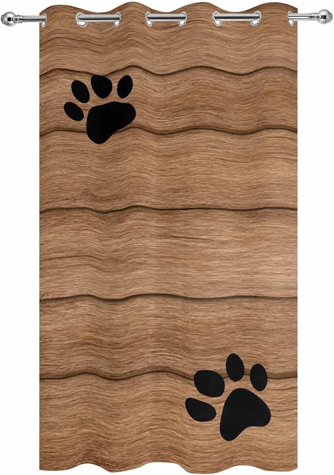 Wood Grain Outdoor Curtains for Patio Claws Animals Wooden Vintage Waterproof Outside Curtains with Grommet Top Weatherproof Curtain for Cabana Pergola Gazebo, 1 Panel, 54" W x 108" L