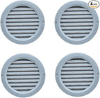 VENTS-US - 4" Round Light Grey Plastic Vent Cover for Air Supply or Exhaust Air Applications - Built-in Insect Screen Mesh and Flange Included - Compatible with a 4 Inch Duct Diameter (4-Pack)