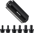 EVIL ENERGY Inline Fuel Filter 100 Micron with Barb 1/2", 3/8", 5/16" Fitting Adapter 50MM Universal Aluminum Black, for Gasoline, Diesel, Rubber Fuel Line, Car EFI & Carb Fuel Systems