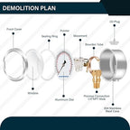 MEASUREMAN 2-1/2inch Dial Size, Liquid Filled Pressure Gauge, 0-60psi/kpa, 304 Stainless Steel Case, 1/4inNPT Lower Mount
