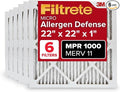 Filtrete 22x22x1 AC Furnace Air Filter, MERV 11, MPR 1000, Micro Allergen Defense, 3-Month Pleated 1-Inch Electrostatic Air Cleaning Filter, 6 Pack (Actual Size 21.69x21.69x0.81 in)
