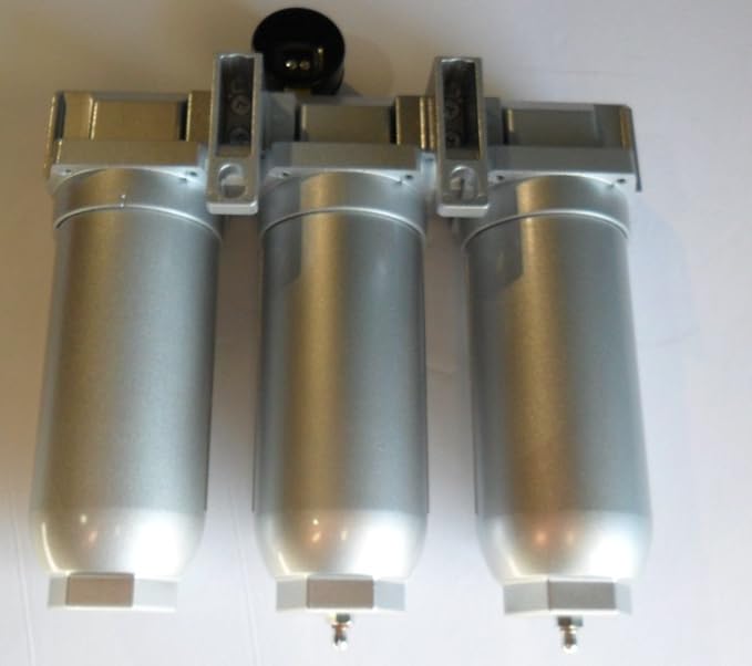 HEAVY DUTY INDUSTRIAL 3 STAGE COMPRESSED AIR CLEANER MOISTURE TRAP, COALESCING FILTER, DESICCANT DRYER (3/4" MANUAL DRAIN)